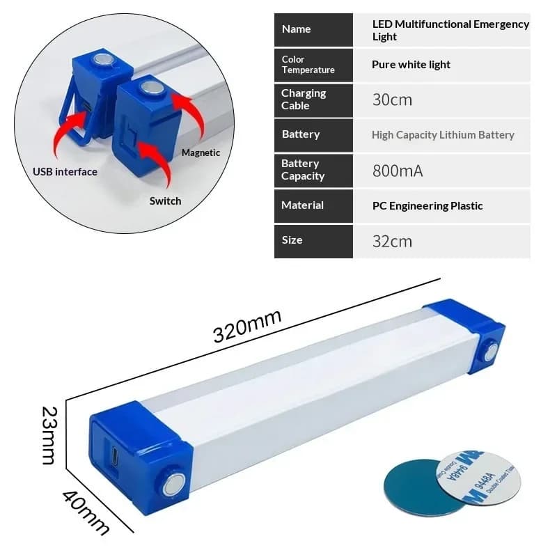Перезаряджуваний USB LED ліхтарик-трубка з гачком