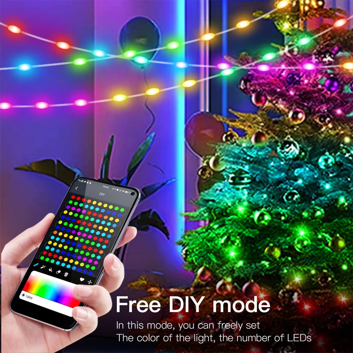 Гірлянда RGBIC Bluetooth LED 20M, USB