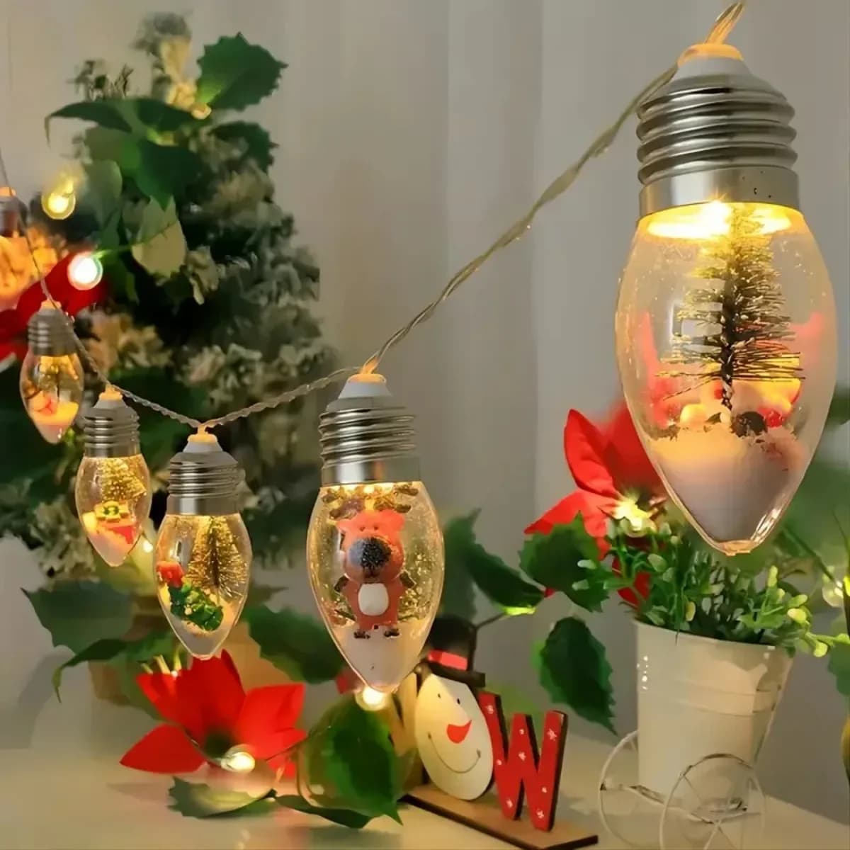 Гірлянда LED з лампами теплого білого світла, батарейки