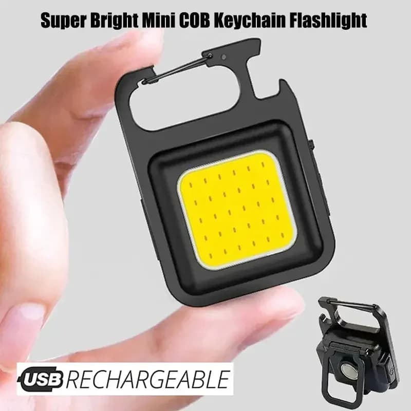 Міні ліхтарик COB LED на брелок з відкривачкою, акумуляторний